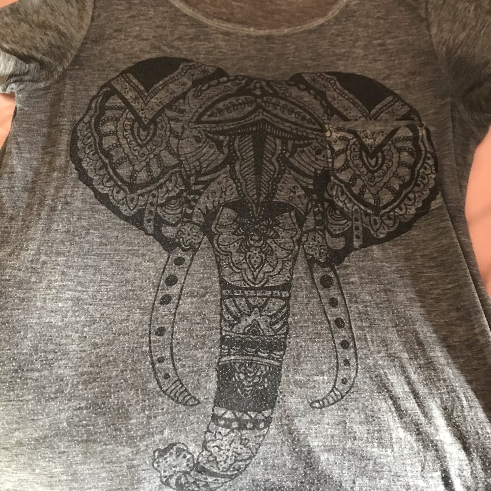 Elephant boho gray sheer T shirt